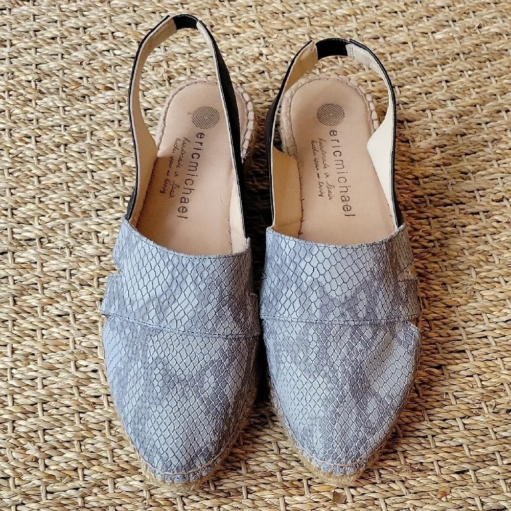 Eric Michael Gray Snak Skin Leather Espadrilles with Comfortable Design